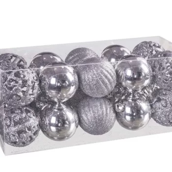 Christmas Baubles Silver Plastic 5 x 5 x 5 cm (20 Units) 2