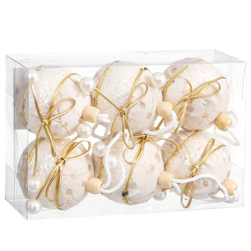 Christmas Baubles White Golden Polyfoam Fabric...