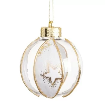 Christmas Baubles White Transparent Golden Plastic Fabric...