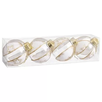 Christmas Baubles White Transparent Golden Plastic Fabric... 2
