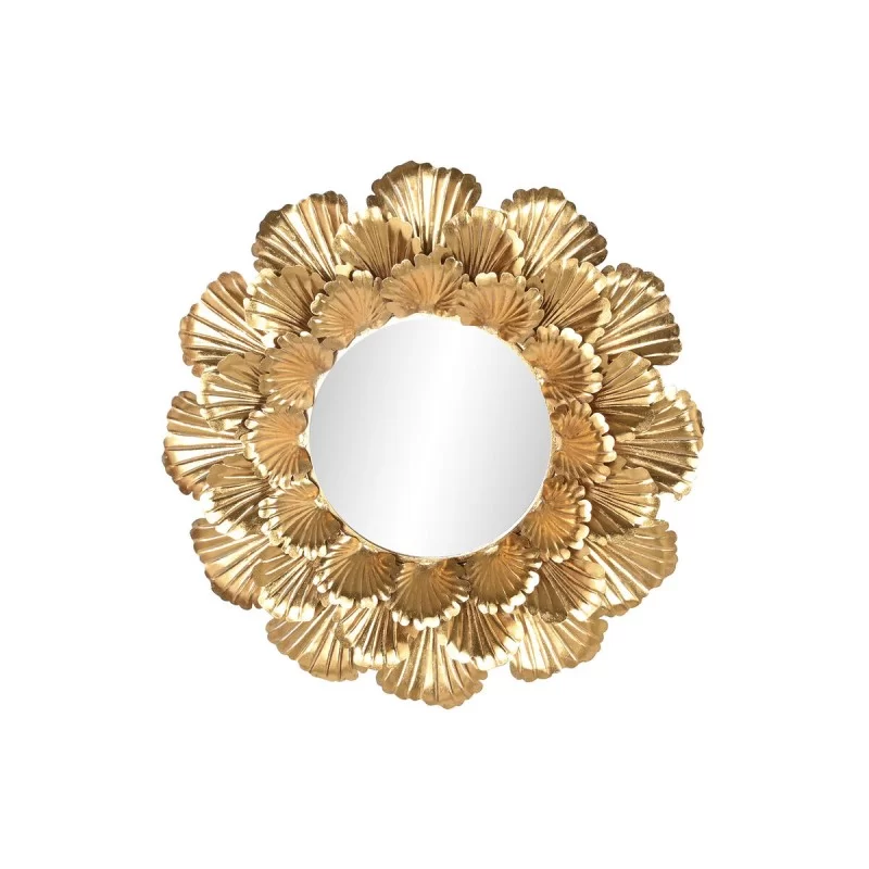 Wall mirror Home ESPRIT Golden Metal Leaf of a plant 76,5 x 8 x 76,5 cm