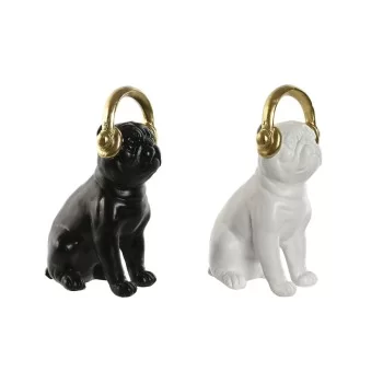 Decorative Figure Home ESPRIT White Black Golden Dog 12 x...