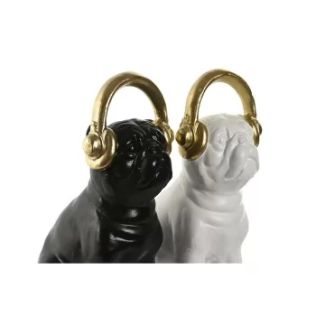 Decorative Figure Home ESPRIT White Black Golden Dog 12 x... 2