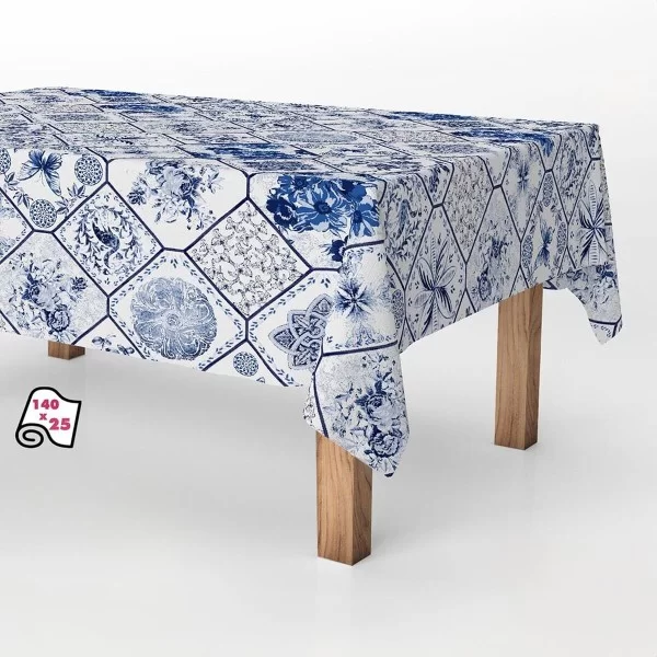 Tablecloth roll Exma Anti-stain Blue Ceramic 140 cm x 25 m
