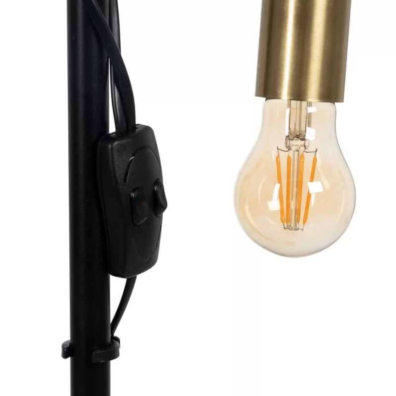 Floor Lamp Black Beige Wood Iron 26 x 26 x 149 cm