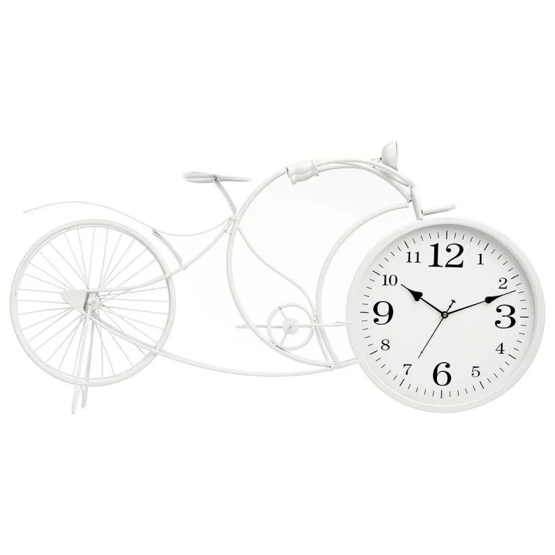 Table clock Bicycle White Metal 95 x 50 x 12 cm