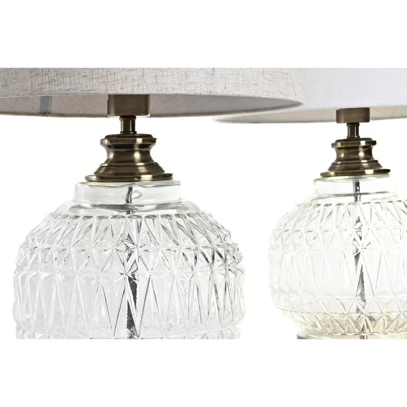 Desk lamp Home ESPRIT White Beige Metal Crystal...
