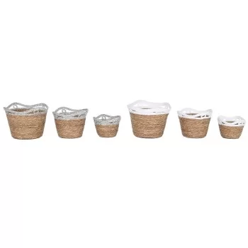 Set of Baskets Home ESPRIT White Grey Natural Seagrass...