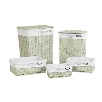 Basket set DKD Home Decor Green wicker 44 x 34 x 56 cm 2