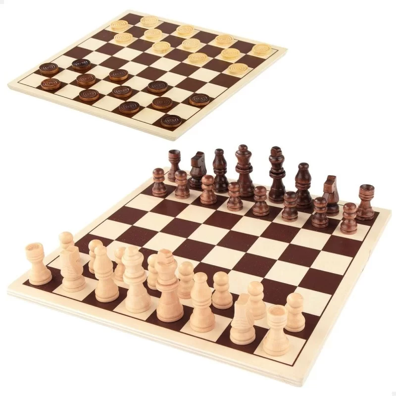 Chess and Checkers Board Colorbaby Wood Metal...