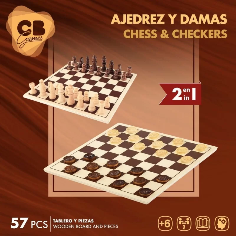 Chess and Checkers Board Colorbaby Wood Metal...
