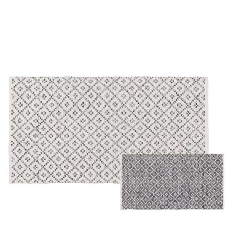 Carpet White Grey 70 % cotton 30 % Polyester 80 x 150 cm
