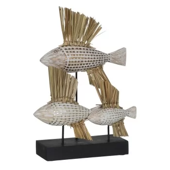 Decorative Figure White Brown Natural Fish 30 x 10 x 40 cm 2