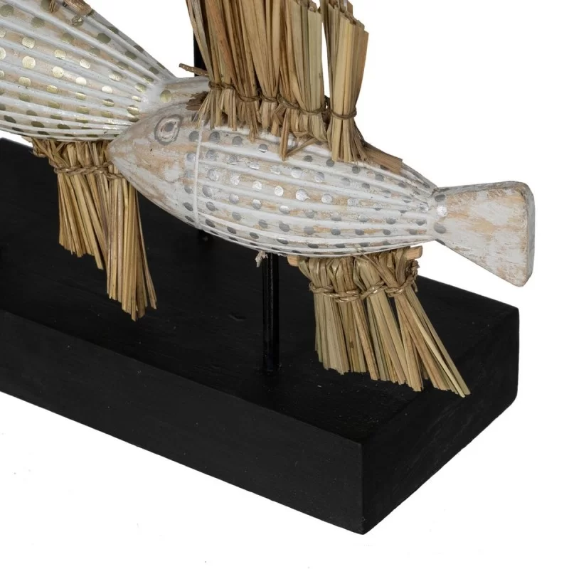Decorative Figure White Brown Natural Fish 30 x...