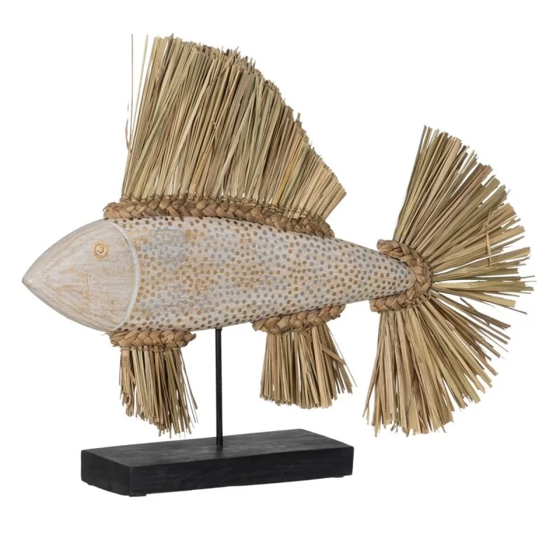 Decorative Figure White Brown Natural Fish 70 x...