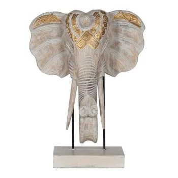 Decorative Figure White Golden Natural Elephant 44 x 16 x...