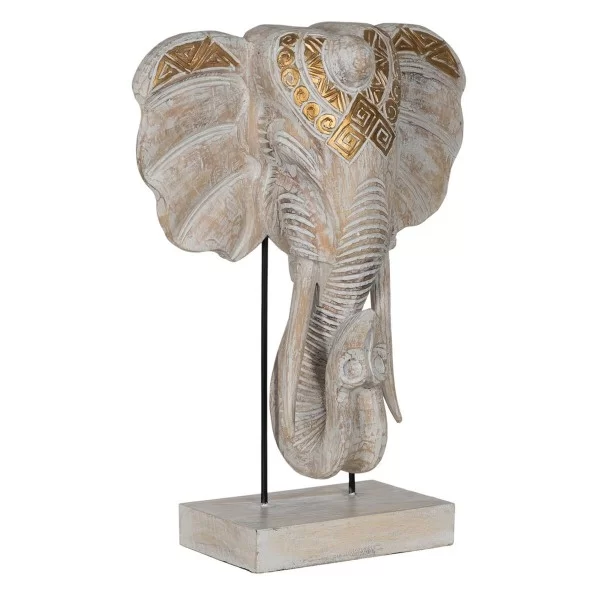 Decorative Figure White Golden Natural Elephant 44 x 16 x 57 cm