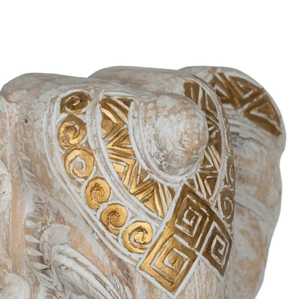 Decorative Figure White Golden Natural Elephant 44 x 16 x 57 cm