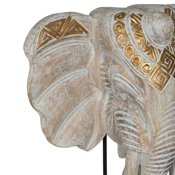Decorative Figure White Golden Natural Elephant 44 x 16 x 57 cm