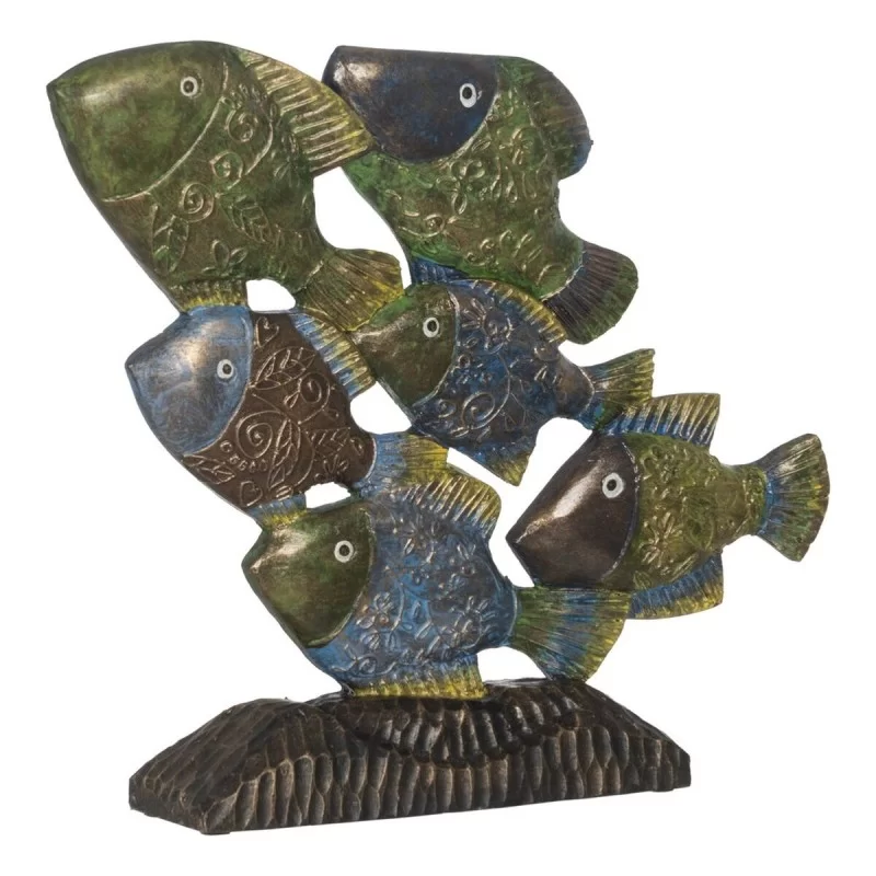 Decorative Figure Blue Brown Green Fish 60 x...