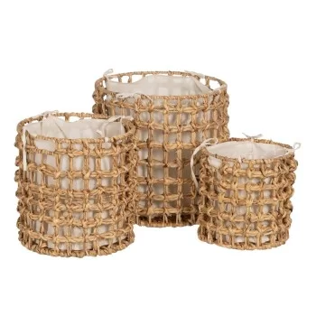 Set of Baskets Beige Cream Natural Fibre 45 x 45 x 45 cm...