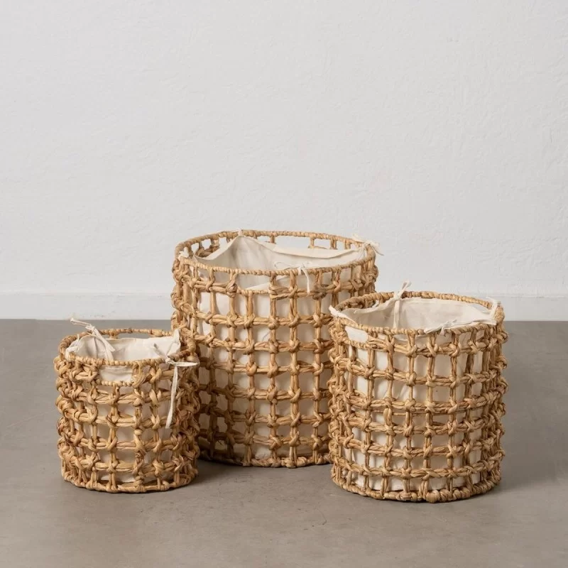 Set of Baskets Beige Cream Natural Fibre 45 x...