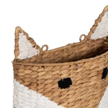 Basket Fox White Black Beige Natural Fibre 30 x 11 x 33 cm 2