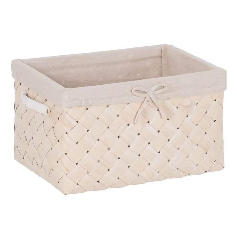 Basket set White Wood Fabric 39,5 x 30 x 24 cm...