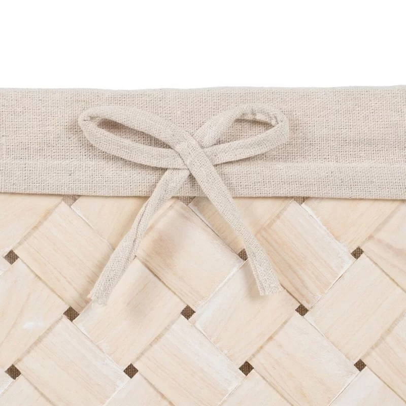 Basket set White Wood Fabric 39,5 x 30 x 24 cm...