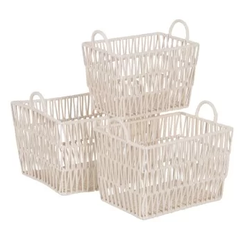 Set of Baskets White Rope 45 x 35 x 36 cm (3 Pieces) 2
