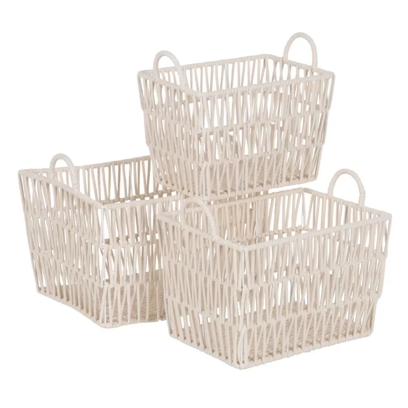 Set of Baskets White Rope 45 x 35 x 36 cm (3...