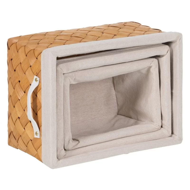 Basket set Natural Wood Fabric 39,5 x 30 x 24...