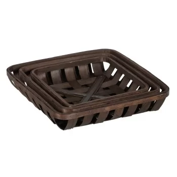 Basket set Brown Wood 52 x 52 x 11,5 cm (3 Units) 2