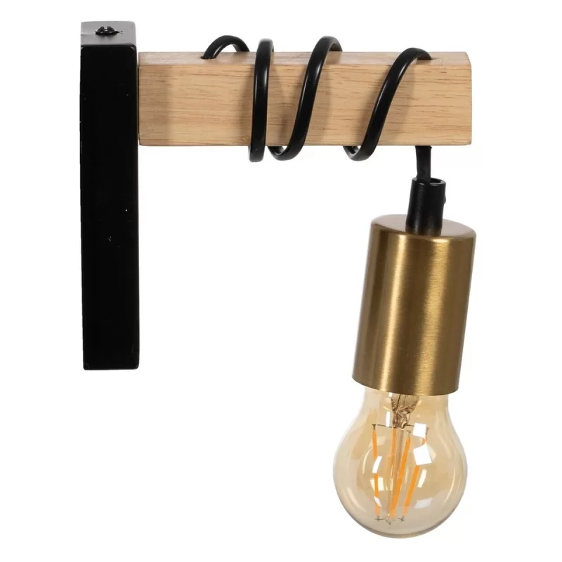 Wall Light Black Beige Wood Iron A 220-240 V 15...