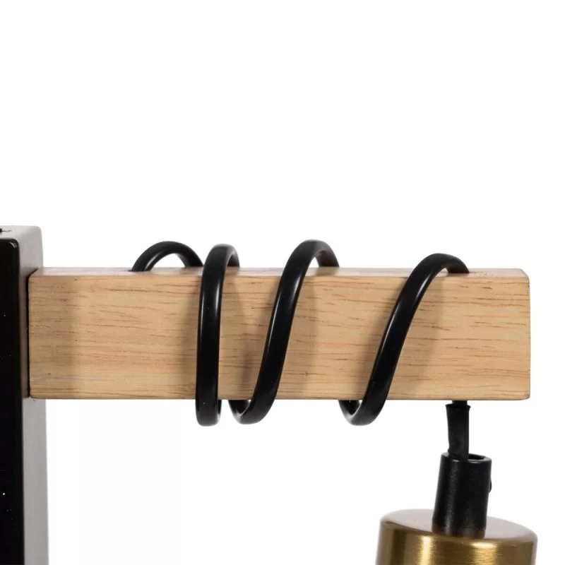 Wall Light Black Beige Wood Iron A 220-240 V 15...