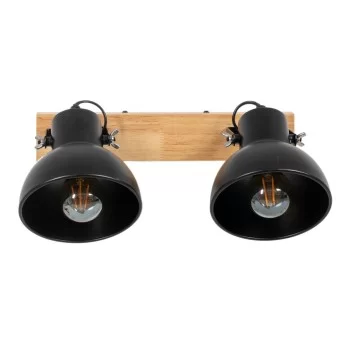 Wall Light Black Beige Wood Iron A 220-240 V 36 x 21 x 17 cm 2