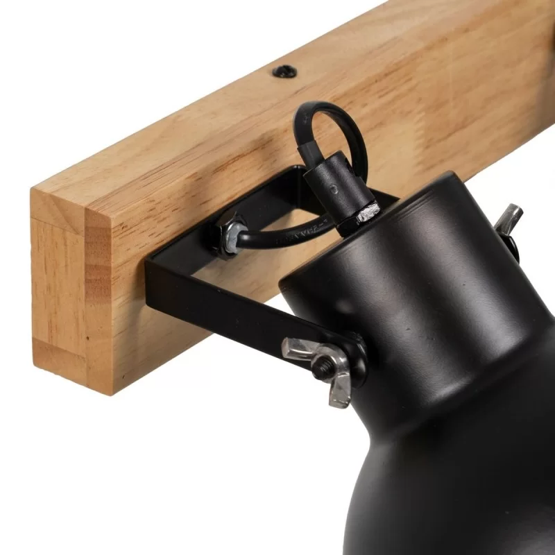 Wall Light Black Beige Wood Iron A 220-240 V 36...
