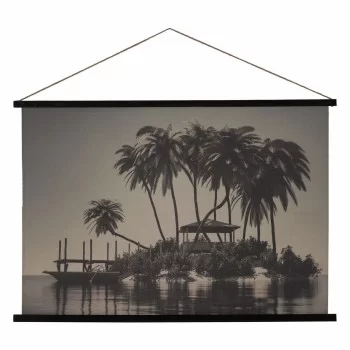 Wall Decoration Tapestry Black Taupe Hemp Fir wood Fabric...