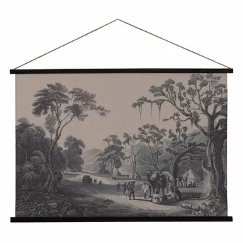 Wall Decoration Tapestry Black Taupe Hemp Fir wood Fabric...