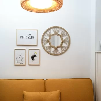 Wall mirror Vinthera Moa Rattan Natural 59 cm (4 Units) 2