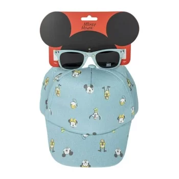 Set of cap and sunglasses Mickey Mouse Blue (54 cm) 2 Pieces