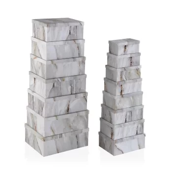 Set of Stackable Organising Boxes Versa Marble Cardboard...
