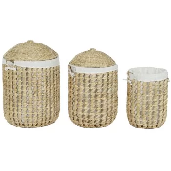 Laundry basket Home ESPRIT White Natural 3 Pieces 46 x 46...