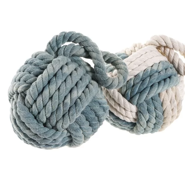 Decorative Figure DKD Home Decor Blue Brown White Knot 14 x 14 x 28 cm Mediterranean (3 Pieces)