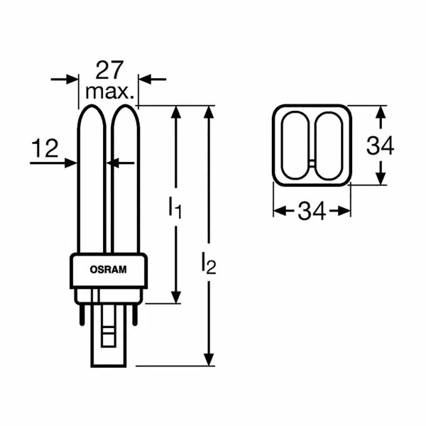 Fluorescent bulb Osram Dulux d26w 865 g24d-3 G White 130 W 26 W G24 1700 Lm (6500 K)