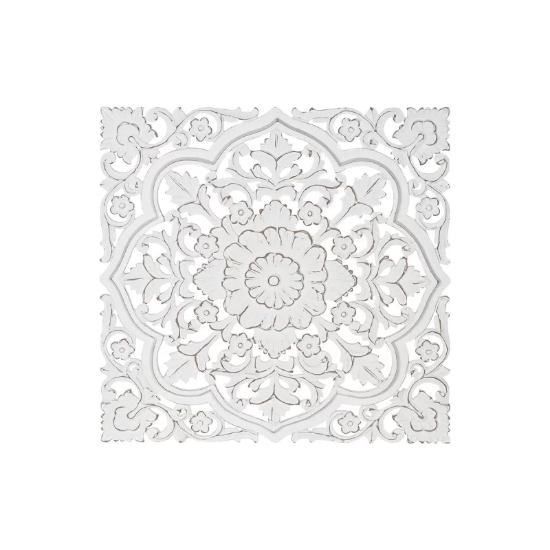 Wall Decoration DKD Home Decor White Mandala Indian Man Aged finish Stripped 90 x 4 x 90 cm