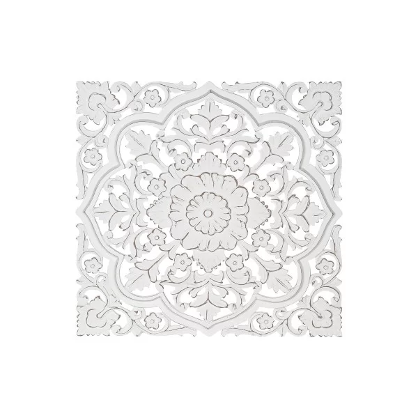 Wall Decoration DKD Home Decor White Mandala Indian Man Aged finish Stripped 90 x 4 x 90 cm
