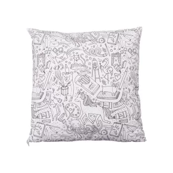 Cushion White Black 43 x 13 x 43 cm For painting (6 Units) 2