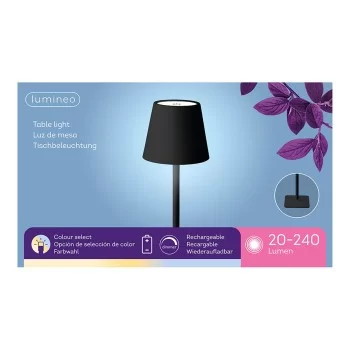 LED Table Lamp Lumineo 894376 Black Metal 17 cm Rechargeable 2
