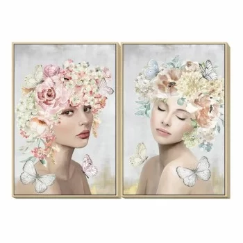 Painting DKD Home Decor 80 x 4 x 120 cm Flowers Modern (2...